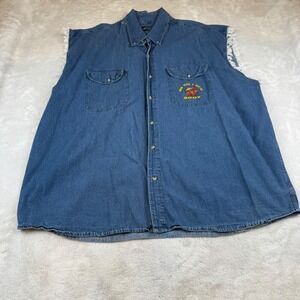 Sports Gallery Denim Shirt Vest 4XL Bikes Blues & Bar-BQ Fayetteville AR